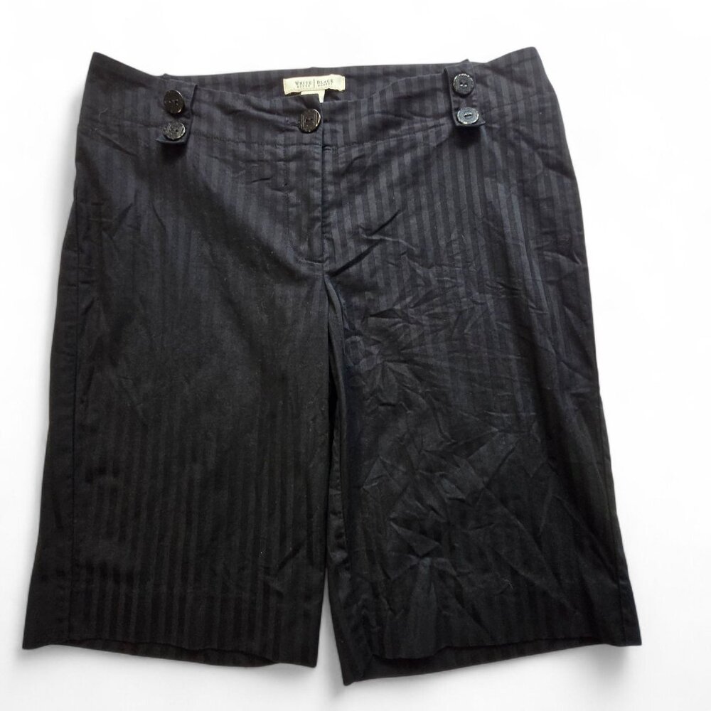 White House Black Market Womens Black Striped Long Shorts Size 8
